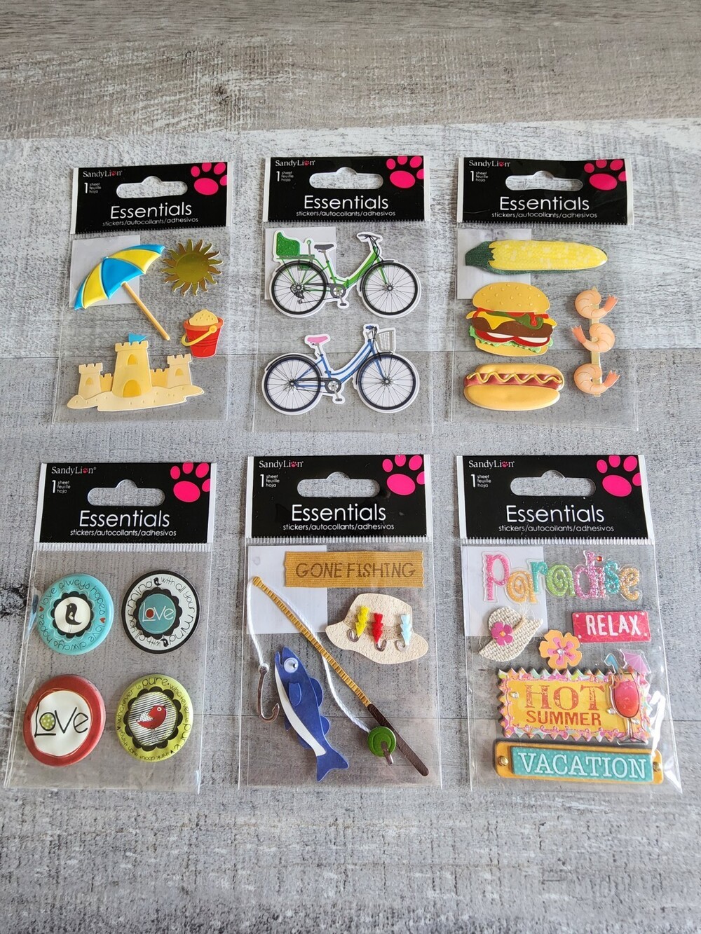 3D Stickers LOT - Beach Vacation Travel NEW Sandylion Scrapbooking Retired #34